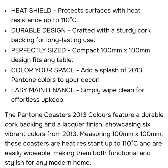 NWT Pantone Color Cork Coaster Set - Picture 5 of 5